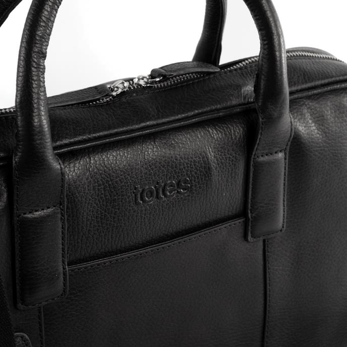 totes® Genuine Leather Laptop Bag Black Extra Image 3